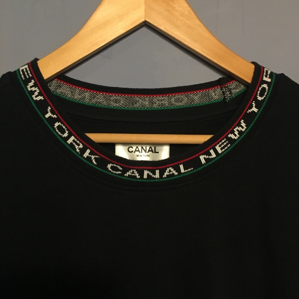 Canal Deco Pique Long Sleeve Shirt Black L